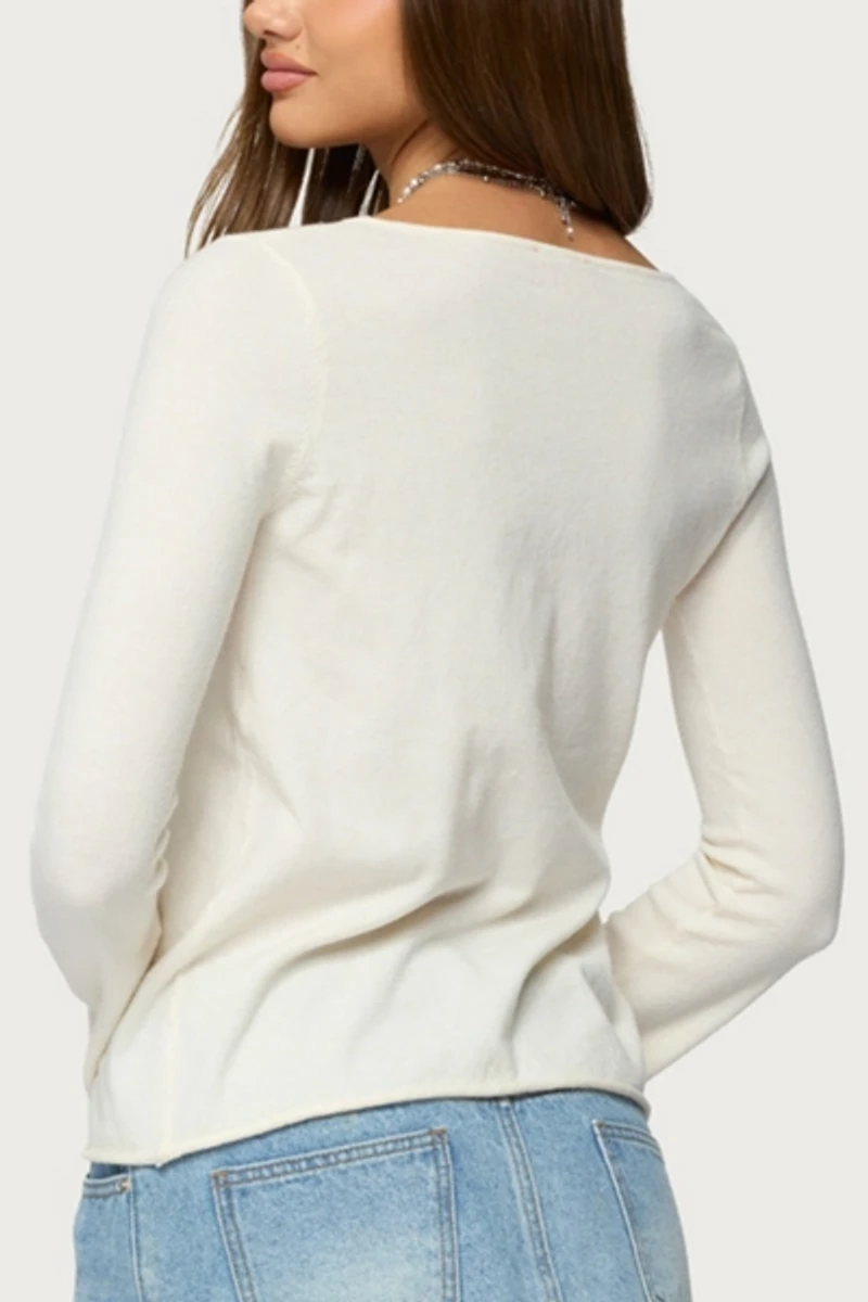 Edikted Jesy Iridescent Split Front Knit Cardigan