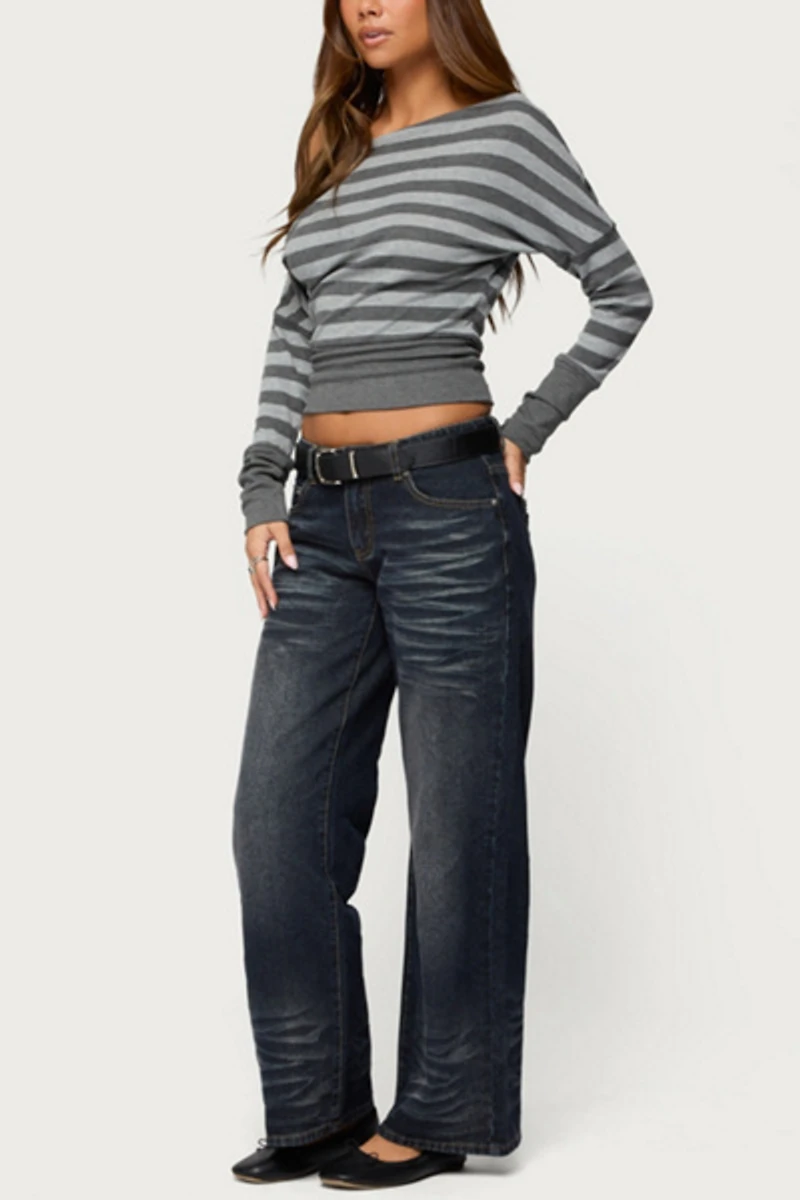 Edikted Marniee Striped Off Shoulder Top