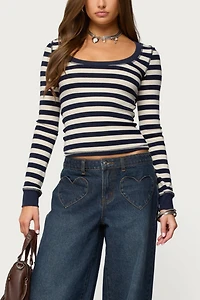 Edikted Rainey Striped Long Sleeve Top