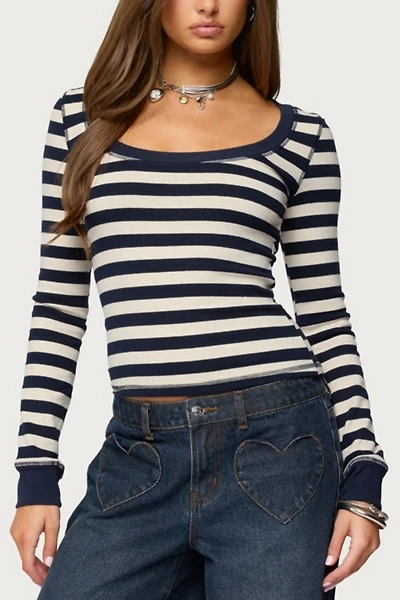 Edikted Rainey Striped Long Sleeve Top