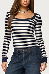 Edikted Rainey Striped Long Sleeve Top