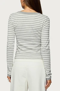 Edikted Kimi Striped Long Sleeve V Neck Top