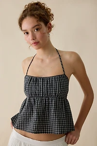 BDG Eva Gingham Halter Neck Babydoll Top