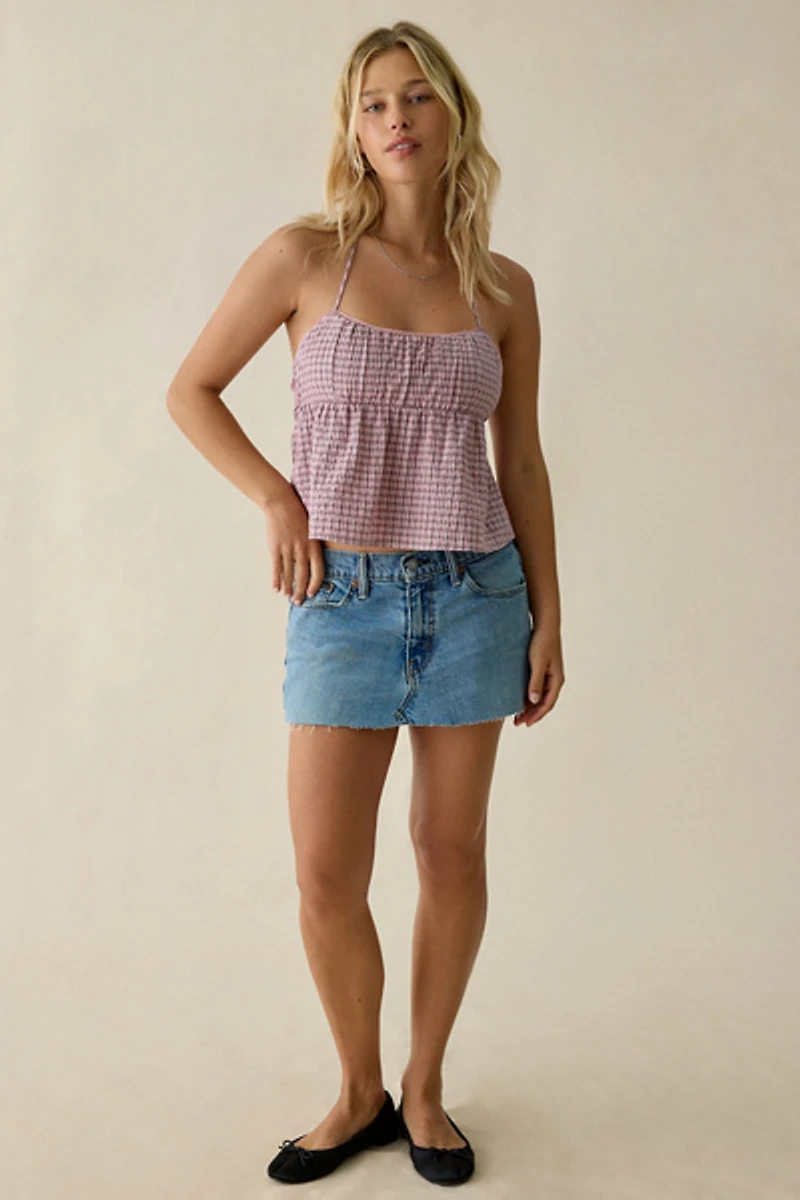 BDG Eva Gingham Halter Neck Babydoll Top