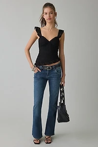Kimchi Blue Mari Lettuce-Edge Lace Asymmetric Ruffle Tank Top