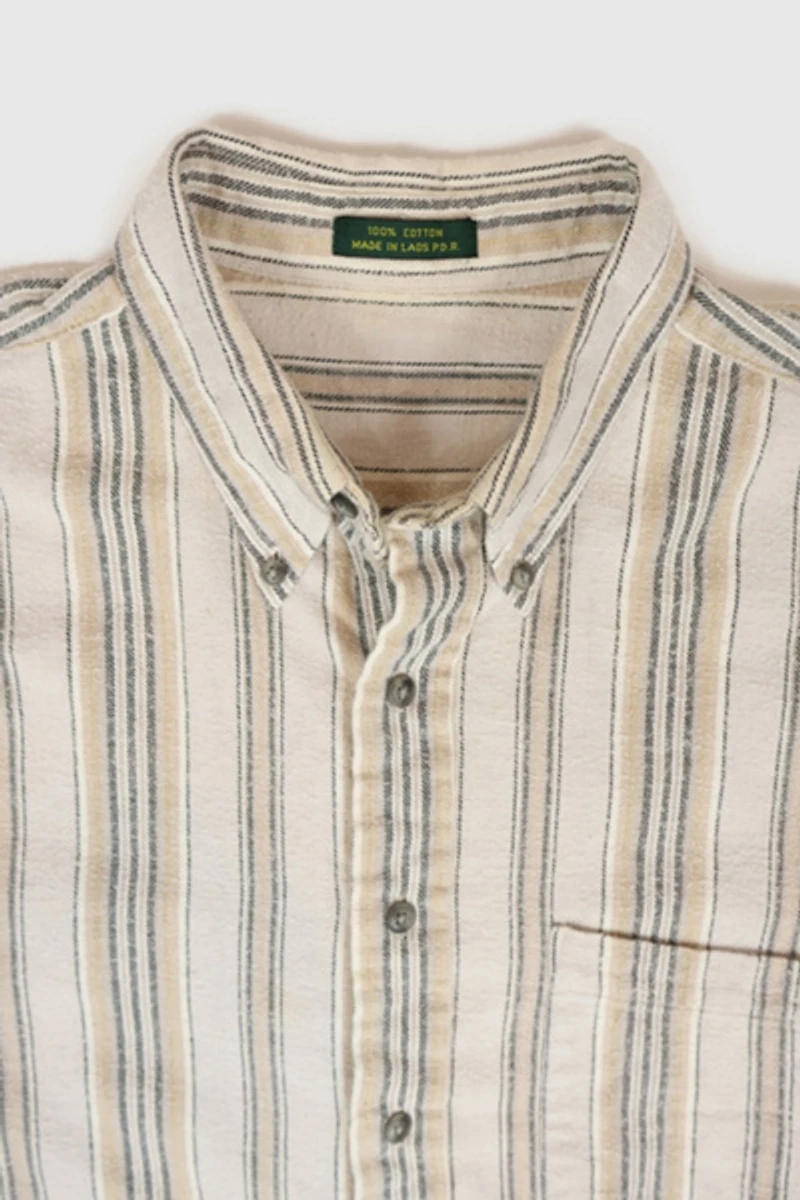 Vintage Striped Flannel Button-Down Shirt