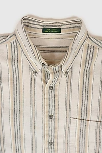 Vintage Striped Flannel Button-Down Shirt