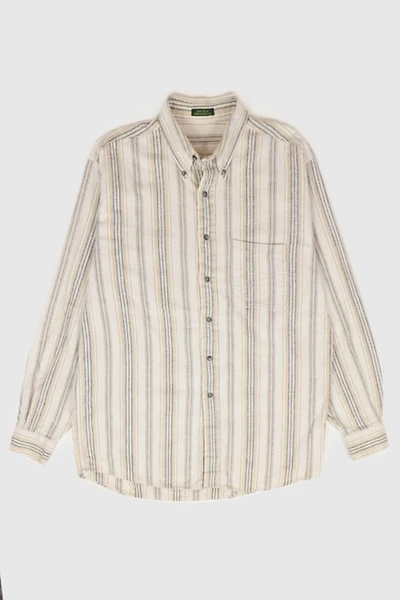Vintage Striped Flannel Button-Down Shirt