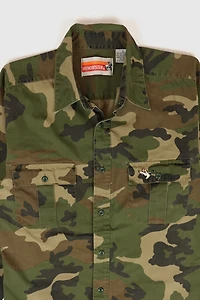 Vintage Embroidered Duck Camo Button-Down Shirt