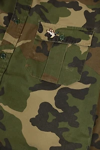 Vintage Embroidered Duck Camo Button-Down Shirt