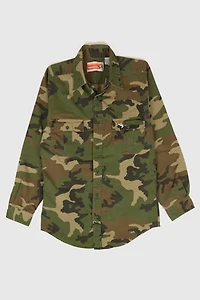 Vintage Embroidered Duck Camo Button-Down Shirt