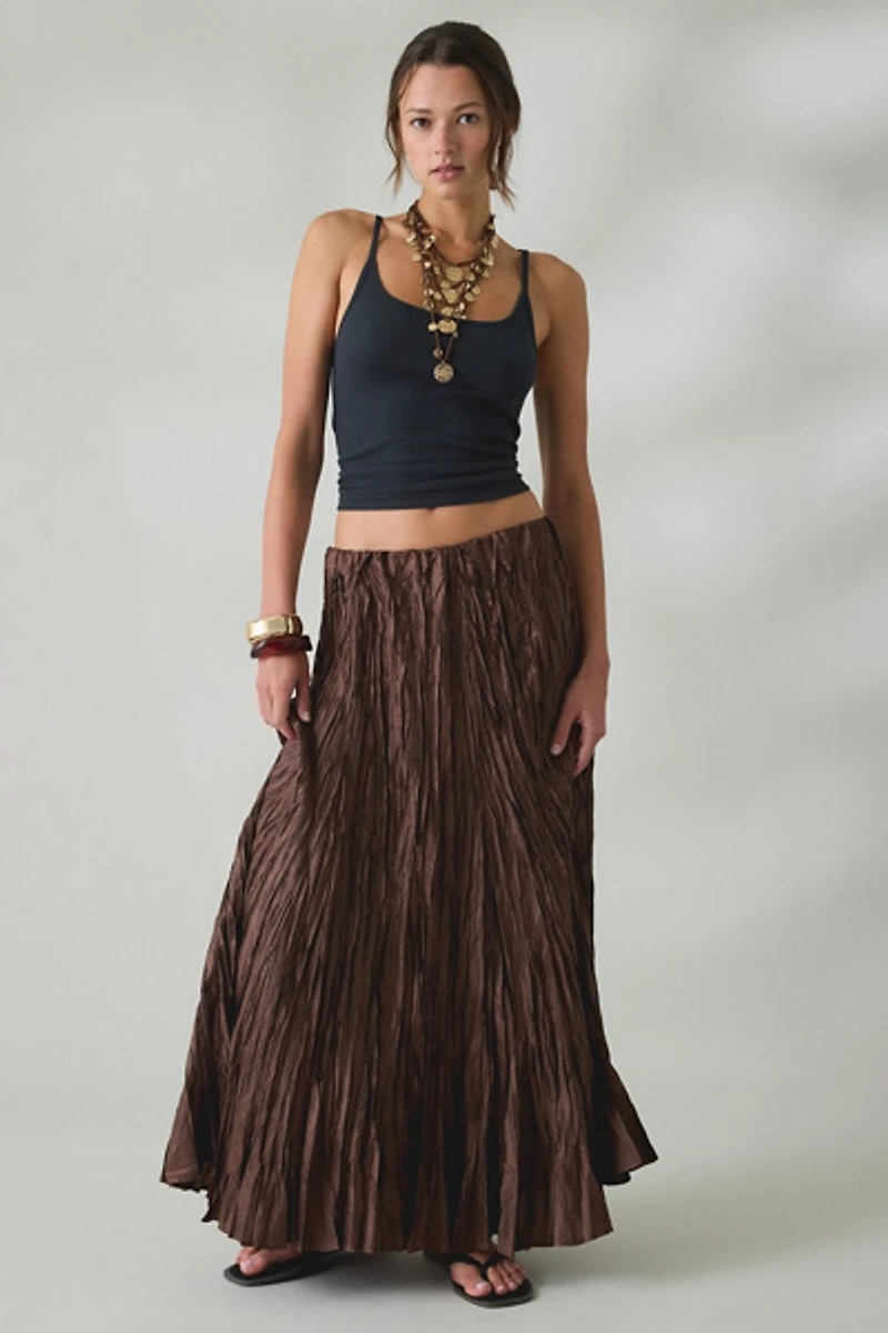 Kimchi Blue Whirlpool Crinkle Low-Rise Maxi Skirt
