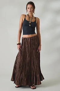 Kimchi Blue Whirlpool Crinkle Low-Rise Maxi Skirt