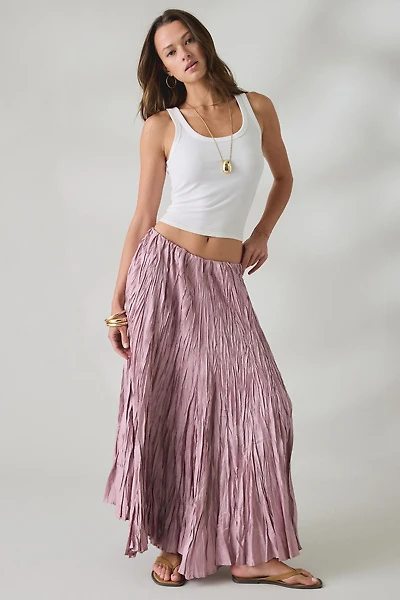Kimchi Blue Whirlpool Crinkle Low-Rise Maxi Skirt