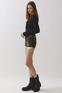 Personal Code Bianca Collared Deep V-Neck Long Sleeve Bodysuit