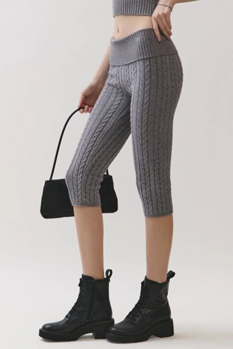 Personal Code Helena Cable Knit Foldover Capri Pants