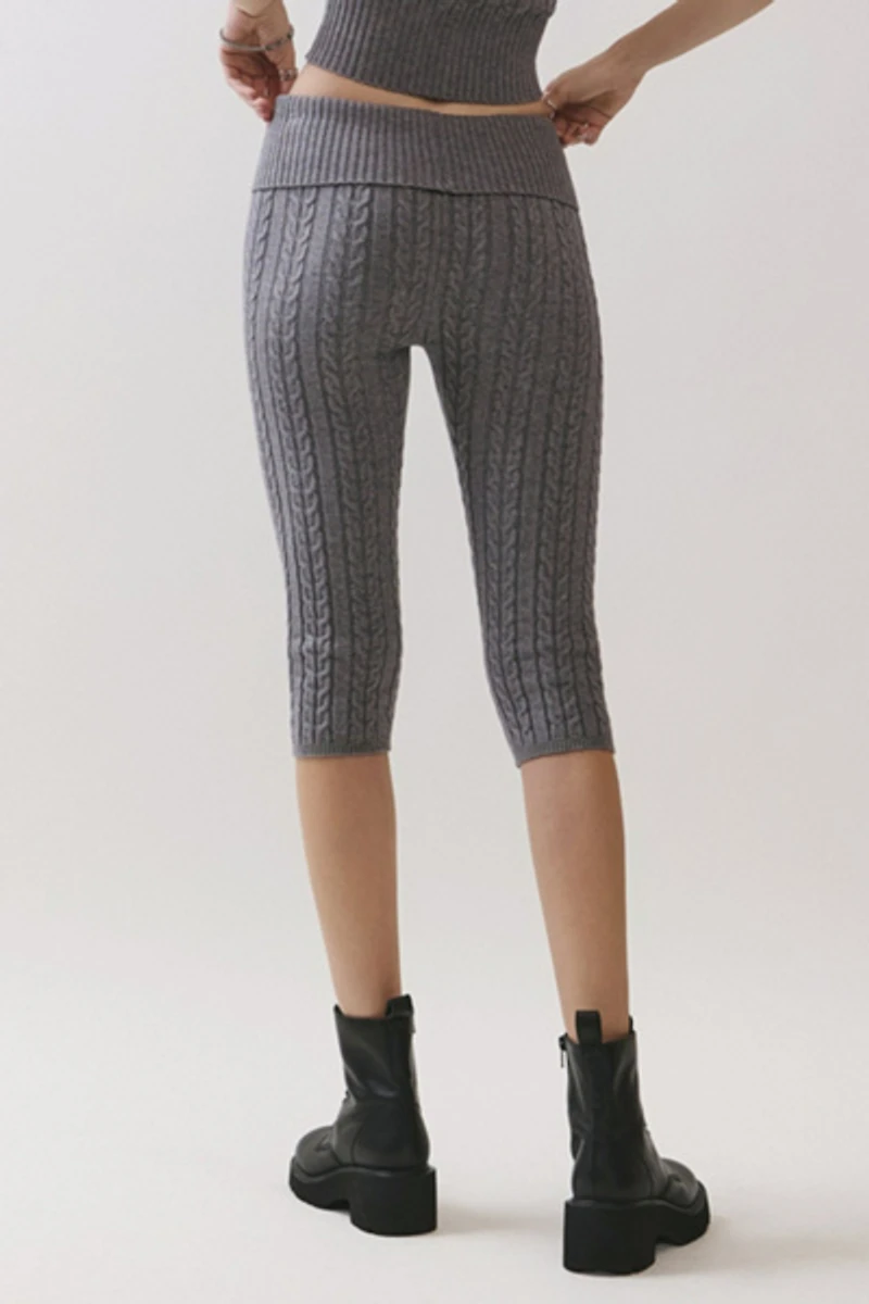 Personal Code Helena Cable Knit Foldover Capri Pants