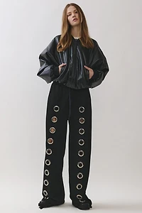 Personal Code Noir Crop Leather Bomber Jacket