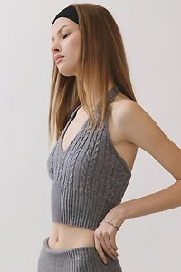 Personal Code Helena Cable Knit Halter Tie Top