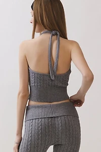 Personal Code Helena Cable Knit Halter Tie Top
