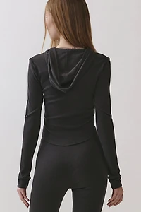 Personal Code Dusk Washed Ribbed Zip-Up Hooded Top