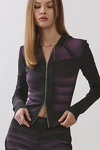 Personal Code Dusk Washed Ribbed Zip-Up Hooded Top