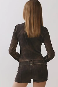 Personal Code Mars Dark Wash Zip-Up Long Sleeve Top