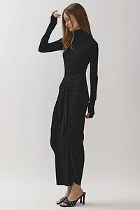 Personal Code Rosaline Turtle Neck Maxi Dress With Knot Tie