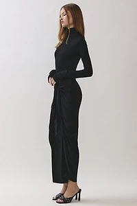 Personal Code Rosaline Turtle Neck Maxi Dress With Knot Tie