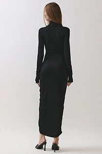 Personal Code Rosaline Turtle Neck Maxi Dress With Knot Tie