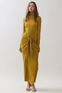 Personal Code Rosaline Turtle Neck Maxi Dress With Knot Tie