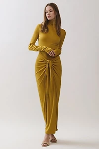 Personal Code Rosaline Turtle Neck Maxi Dress With Knot Tie