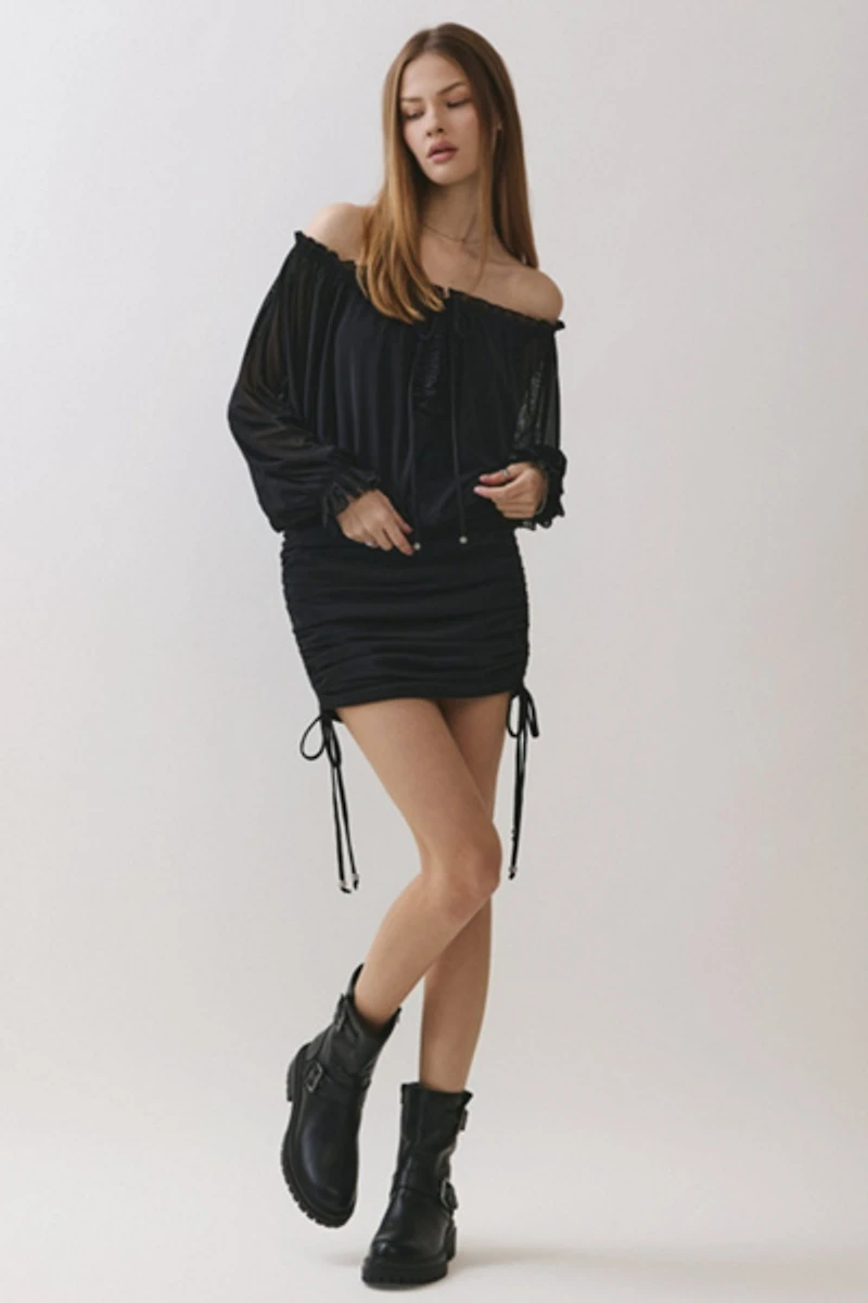 Personal Code Sylvie Sheer Off The Shoulder Mini Dress