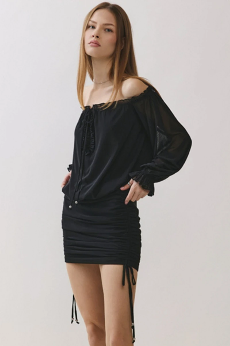 Personal Code Sylvie Sheer Off The Shoulder Mini Dress