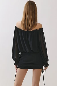 Personal Code Sylvie Sheer Off The Shoulder Mini Dress