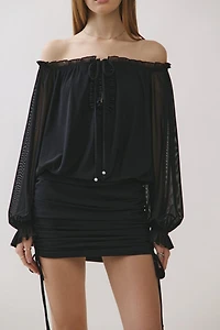 Personal Code Sylvie Sheer Off The Shoulder Mini Dress