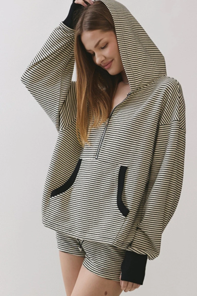 Personal Code Amiri Stripe Half Zip Up Hoodie