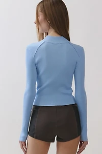 Personal Code Monique Ribbed Double Zipper Top