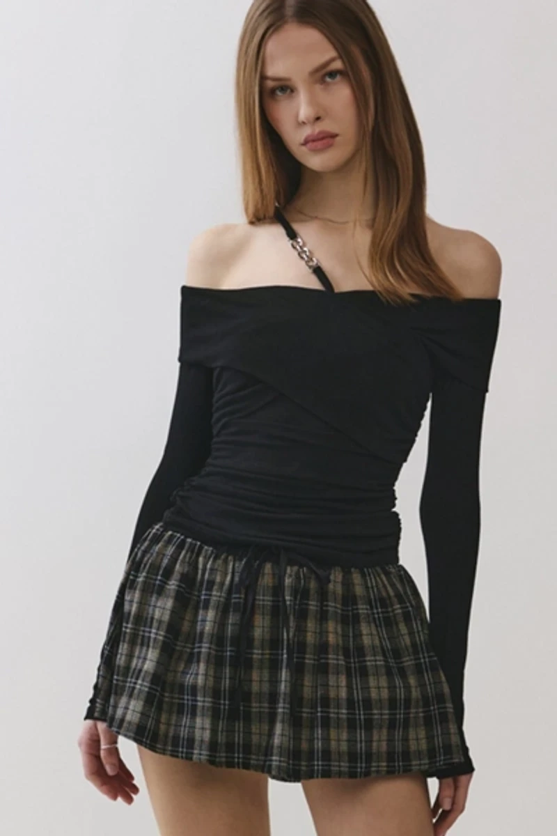 Personal Code Eleanor Off Shoulder Chain Accent Top