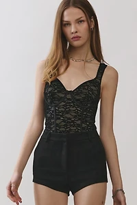 Personal Code Gaia Velvet Lace Corset Bodysuit
