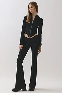 Personal Code Kimi V-cut Zip Up Mock Neck Top