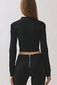 Personal Code Kimi V-cut Zip Up Mock Neck Top