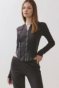 Personal Code Kira Ribbed Zip-Up Hooded Top