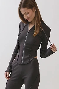 Personal Code Kira Ribbed Zip-Up Hooded Top