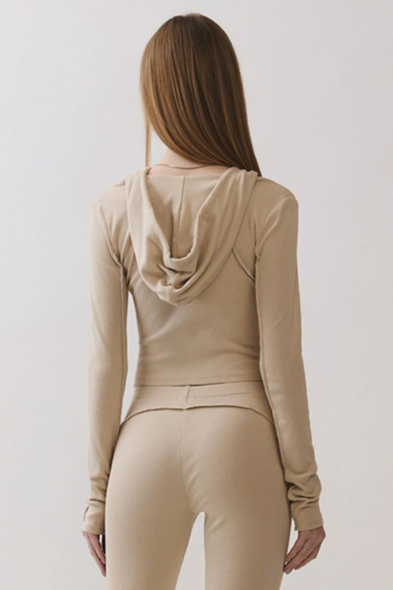 Personal Code Kira Ribbed Zip-Up Hooded Top