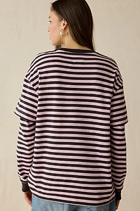 Vans Twofer Striped Layered Long Sleeve Shirt