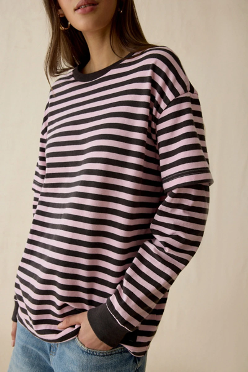 Vans Twofer Striped Layered Long Sleeve Shirt