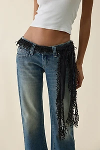 Lace Tassel Skinny Scarf