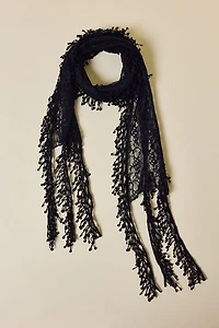 Lace Tassel Skinny Scarf