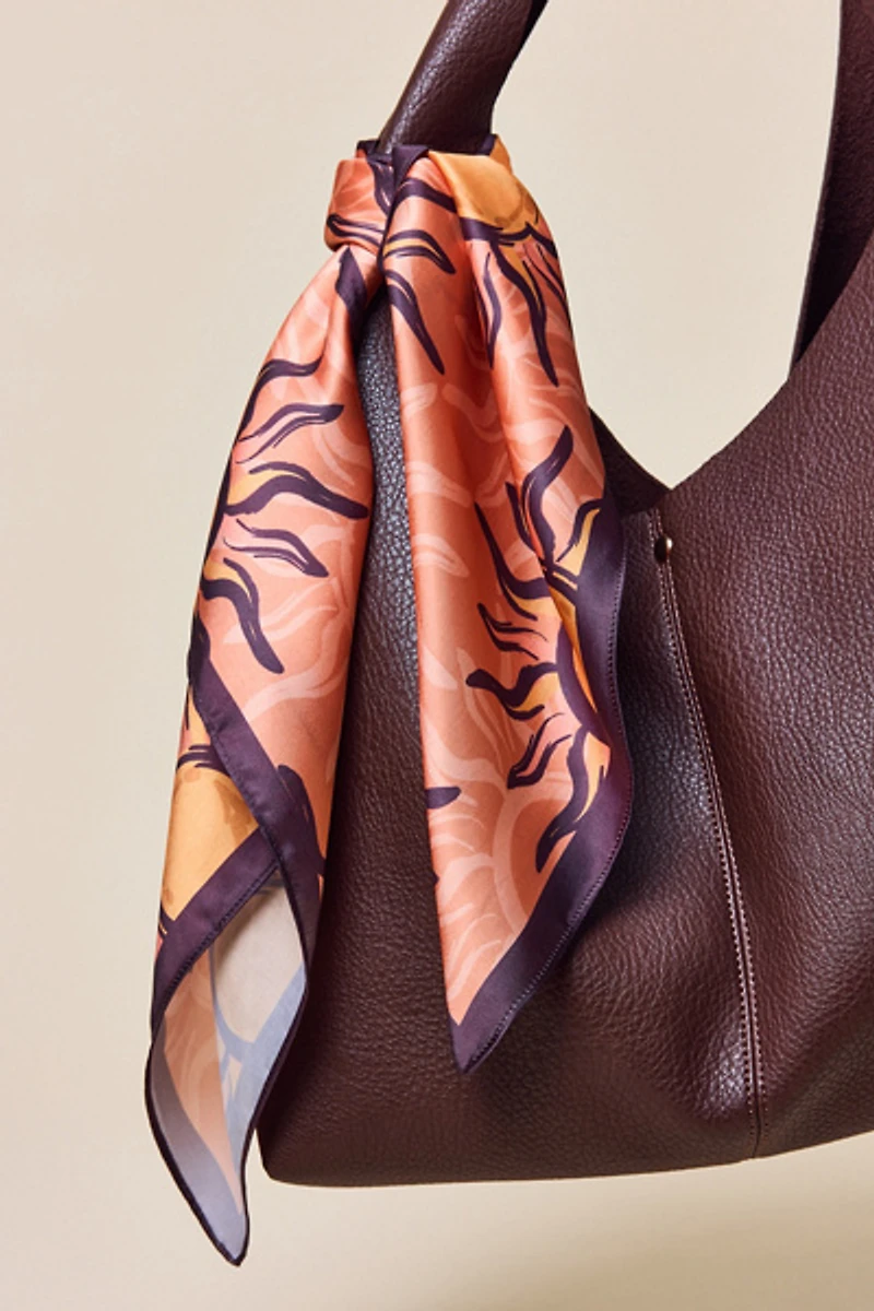 Retro Sun Pattern Satin Scarf